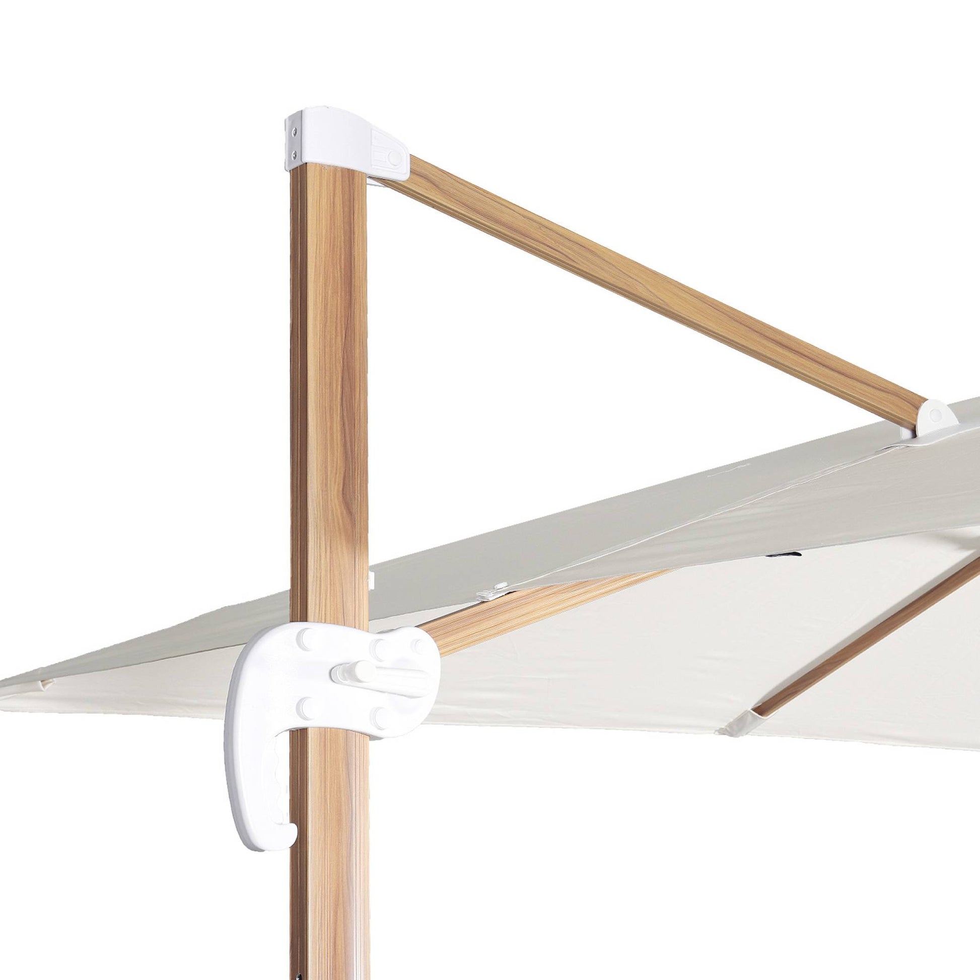 Ombrellone decentrato rettangolare 3x4m, palo effetto legno + piastre