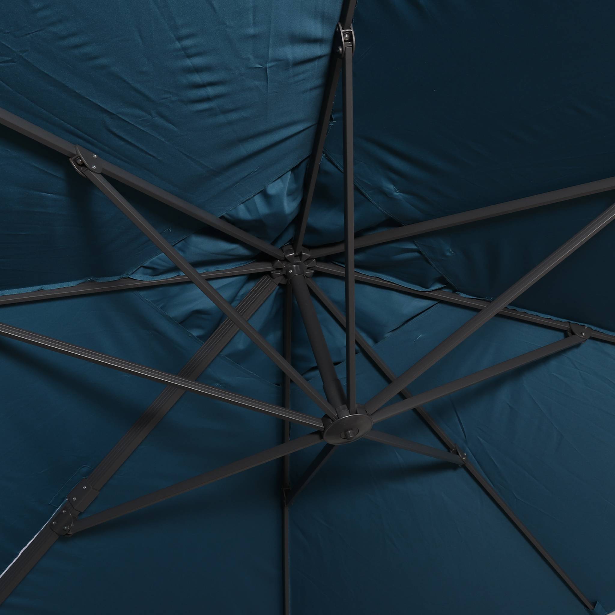 Ombrellone decentrato rettangolare 3x4m + base 50x50cm, blu