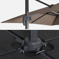 Ombrellone decentrato rettangolare 3x4m + base 50x50cm, beige