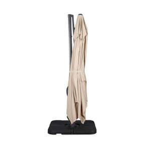 Ombrellone decentrato rettangolare 3x4m + base 50x50cm, beige