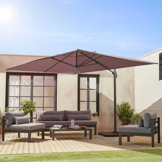 Ombrellone 3x4m rettangolare decentrato in alluminio , beige