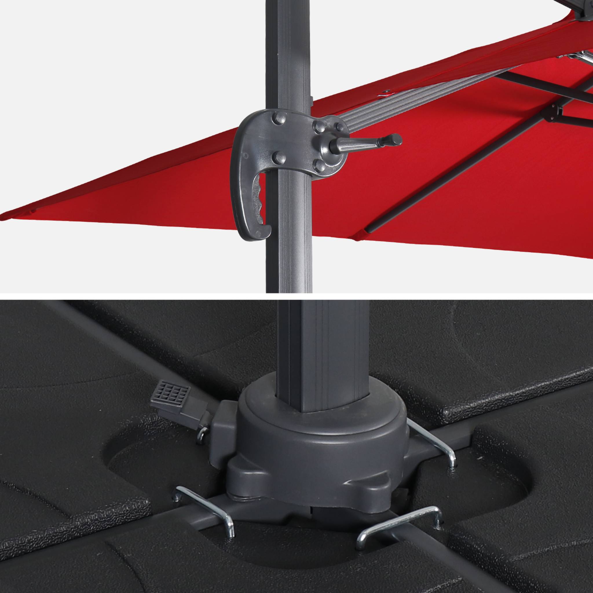 Ombrellone 3x4m rettangolare decentrato in alluminio , rosso