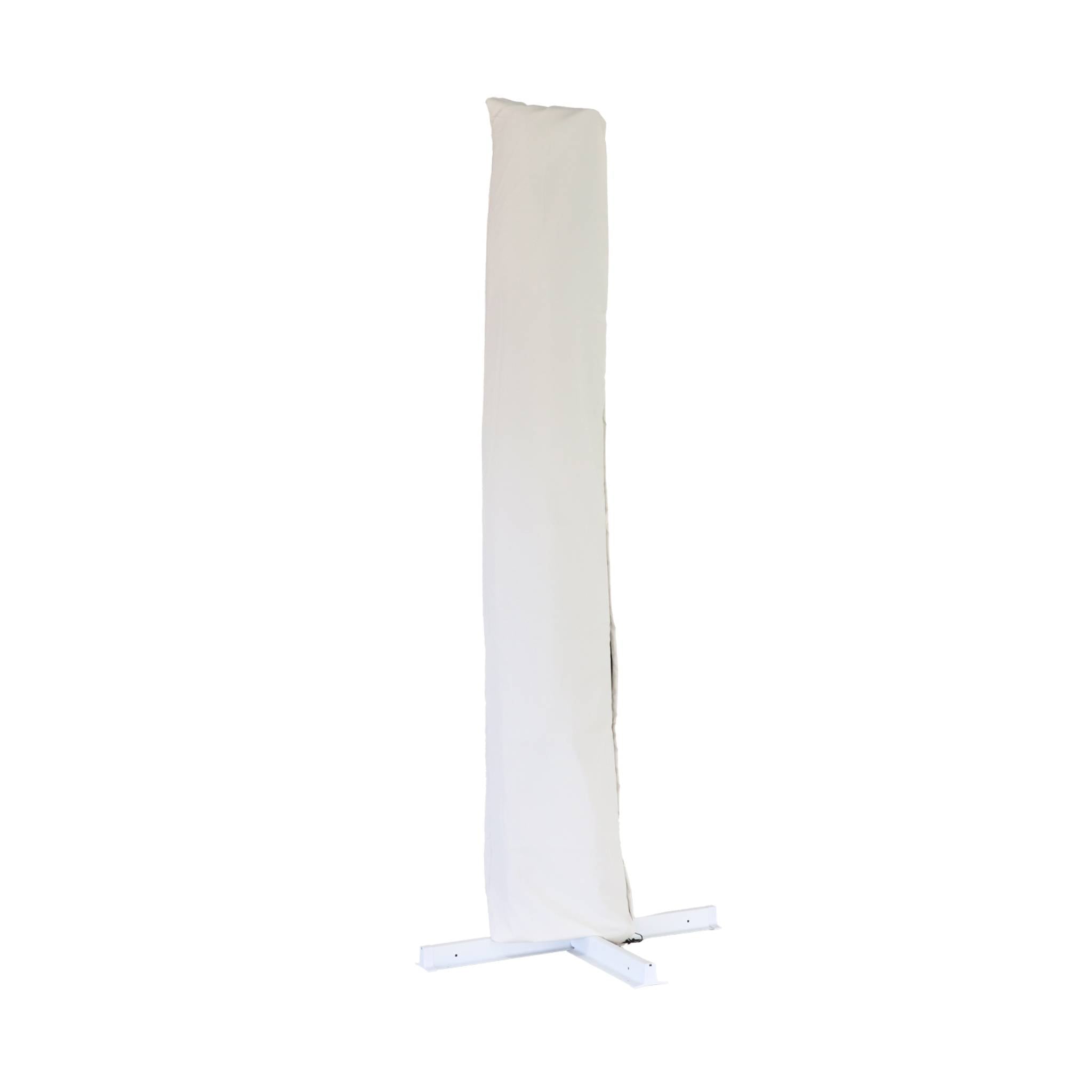 3x4m ombrellone rettangolare decentrato, palo effetto legno, ecrù