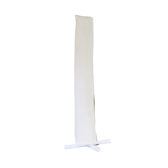 3x4m ombrellone rettangolare decentrato, palo effetto legno, ecrù