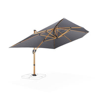 3x4m ombrellone rettangolare decentrato, palo effetto legno, grigio