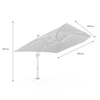 3x4m ombrellone rettangolare decentrato, palo effetto legno, grigio