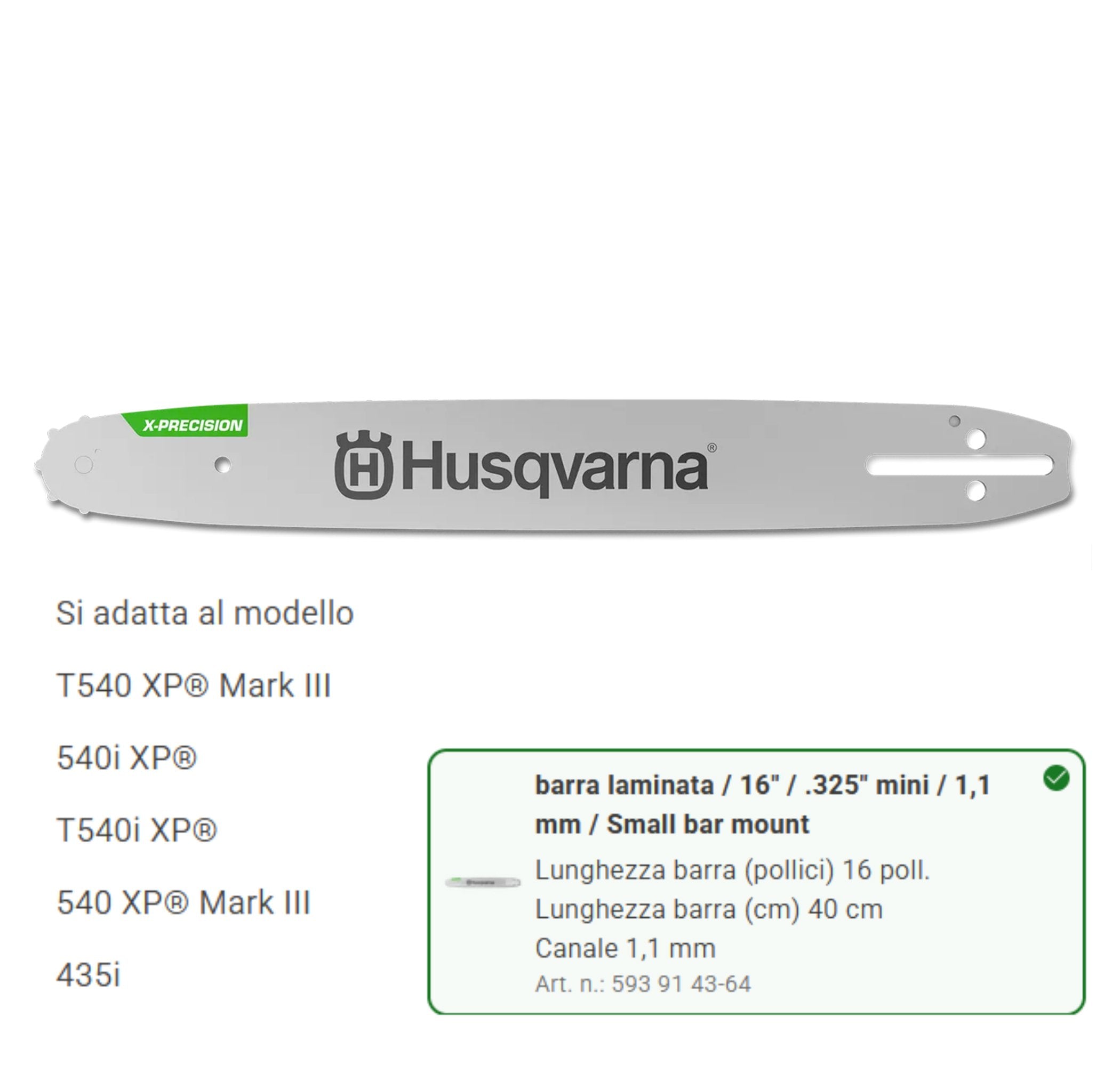 593914364 Barra Laminata 16" .325" X-Precision