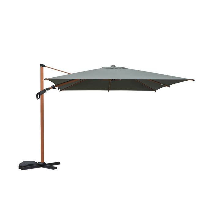 Parasol decentrato 3x3m quadrato, palo effetto legno, verde kaki