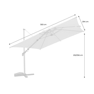 Parasol decentrato 3x3m quadrato, palo effetto legno, verde kaki
