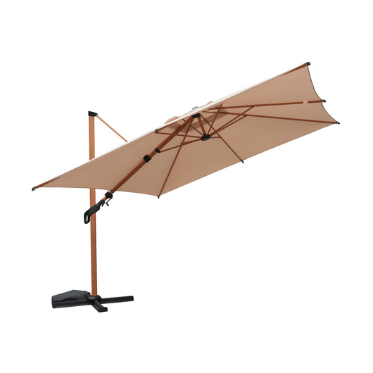 Parasol decentrato 3x4m rettangolare, palo effetto legno, beige