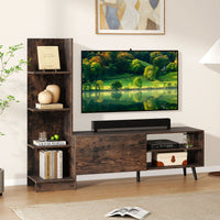 Centro di intrattenimento con libreria e mensola regolabile-Mobile porta TV per televisori fino a 50 pollici Noce