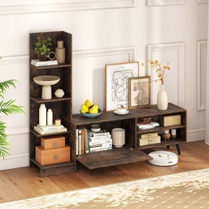 Centro di intrattenimento con libreria e mensola regolabile-Mobile porta TV per televisori fino a 50 pollici Noce