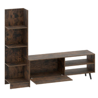 Centro di intrattenimento con libreria e mensola regolabile-Mobile porta TV per televisori fino a 50 pollici Noce