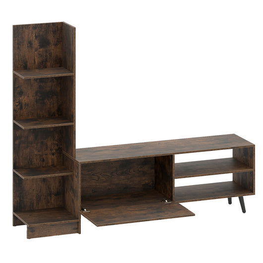 Centro di intrattenimento con libreria e mensola regolabile-Mobile porta TV per televisori fino a 50 pollici Noce