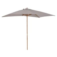 Ombrellone da Giardino 2x3 m Impermeabile, in Legno con Copertura Rimovibile in Poliestere, Grigio