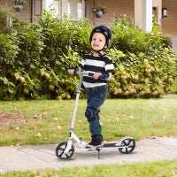 Monopattino Pieghevole Con Manubrio Regolabile Su 4 Livelli, Sistema Di Frenata Posteriore, Per Bambino Adolescente Peso Max. 100KG, 88L x 37P x 75-100H cm, Bianco