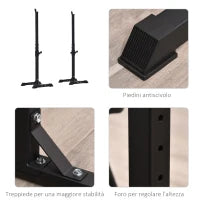 Set di 2 Rack Supporto per Bilanciere in Acciaio, Altezza Regolabile su 12 Livelli, 50x49x124-154cm, Nero