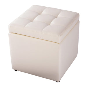 Ottomana con coperchio ermetico-Organizer a forma di cubo con cerniere di sicurezza Beige