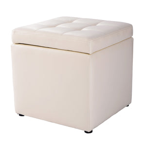 Ottomana con coperchio ermetico-Organizer a forma di cubo con cerniere di sicurezza Beige