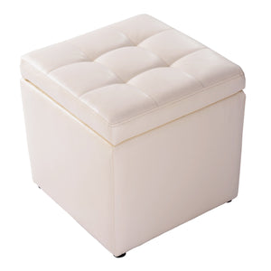 Ottomana con coperchio ermetico-Organizer a forma di cubo con cerniere di sicurezza Beige