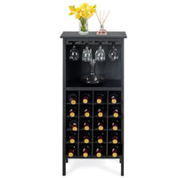 Cantinetta portabottiglie in legno Scaffale  di vino con porta calici per 20 bottiglie-Buffet-Armadio da cucina 42x24,5x96cm Nero