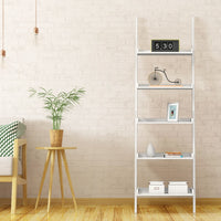 Scaffale a scala con 5 ripiano in MDF da soggiorno e studio-Libreria 60x30x190cm Bianco