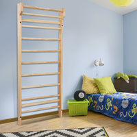 Spalliera svedese in legno fino a 100kg di carico Palestra scala svedese singola per bambini e adulti 195x80x14cm-Giocattoli educativi