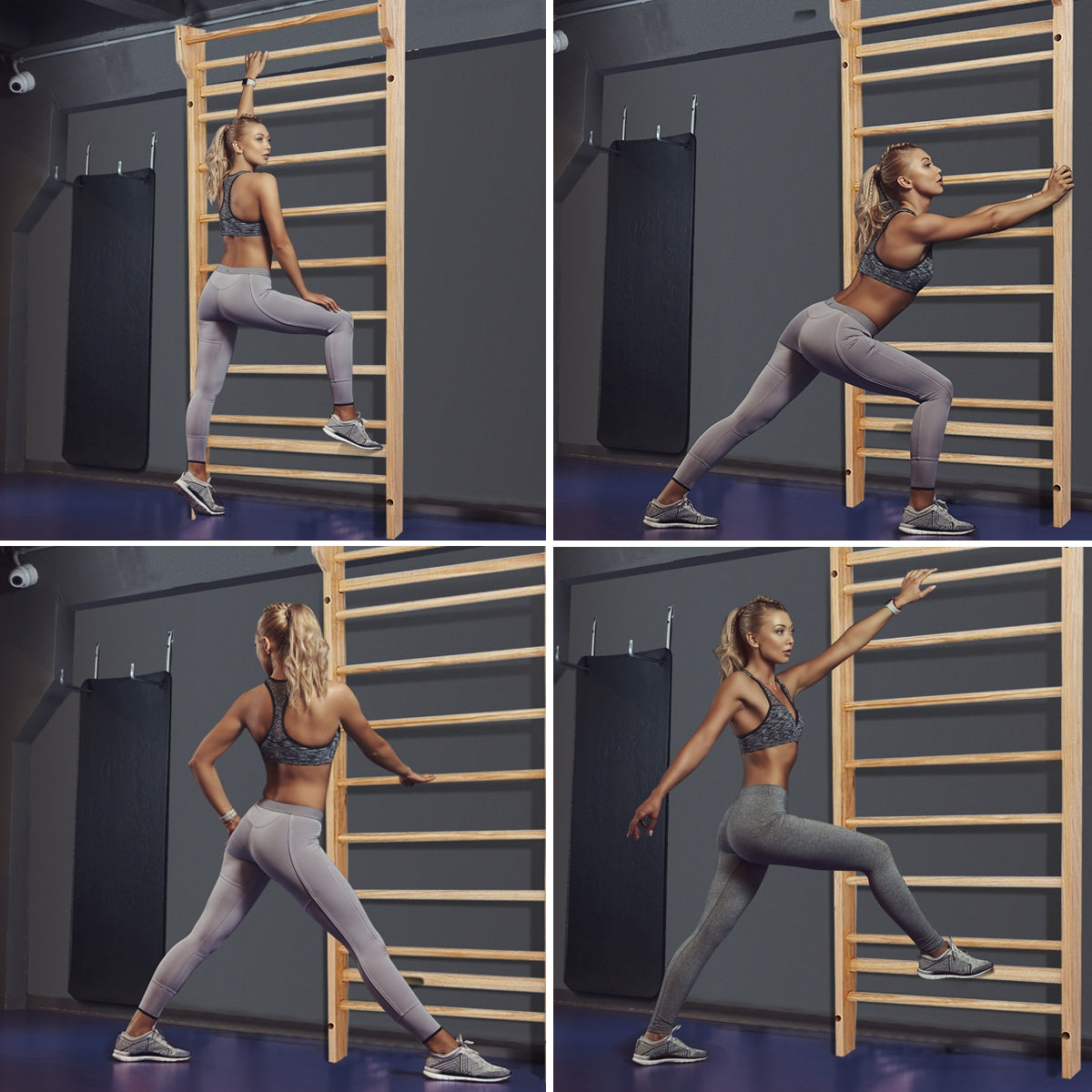 Spalliera svedese in legno fino a 100kg di carico Palestra scala svedese singola per bambini e adulti 195x80x14cm-Giocattoli educativi