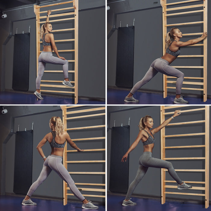 Spalliera svedese in legno fino a 100kg di carico Palestra scala svedese singola per bambini e adulti 195x80x14cm-Giocattoli educativi