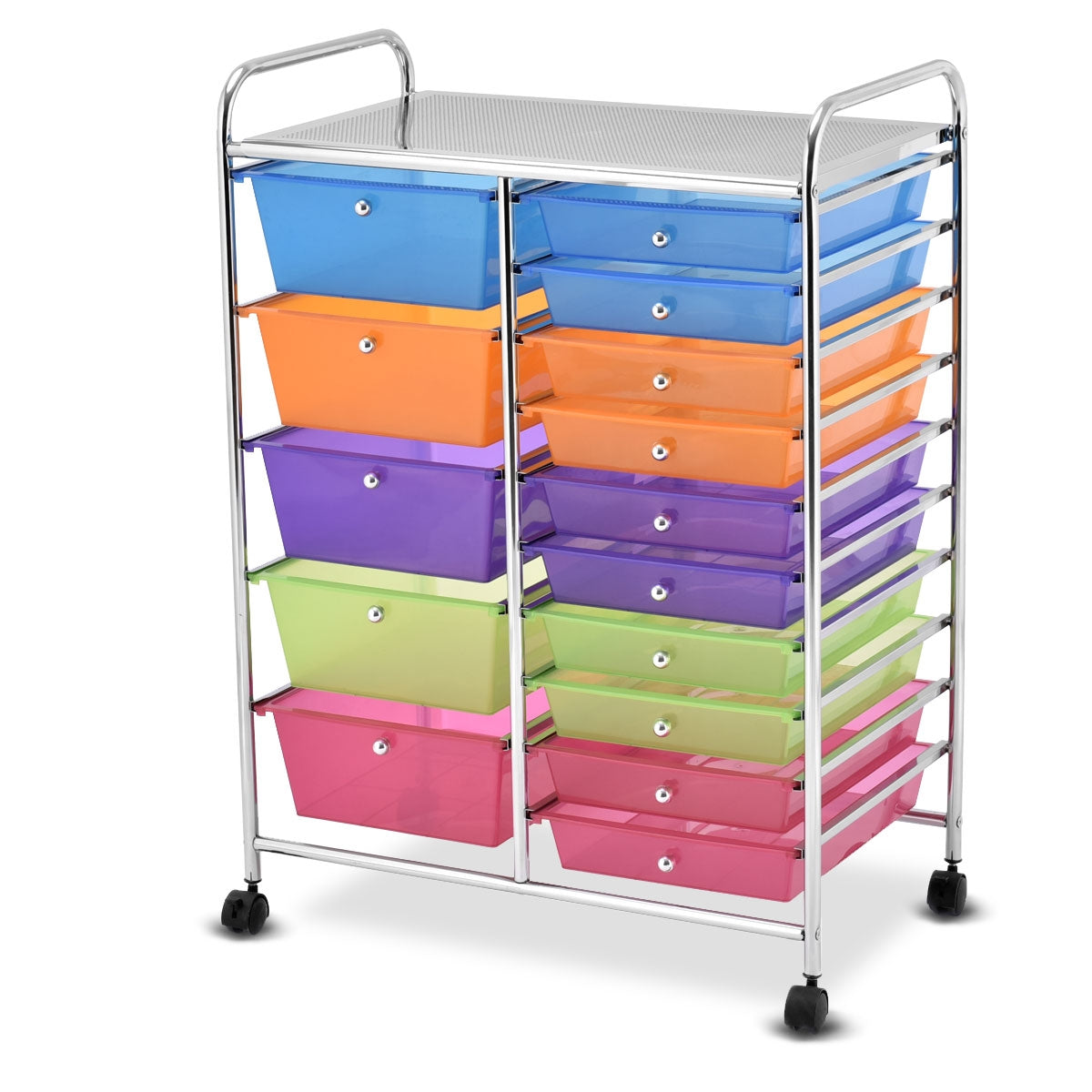 Carrello cassettiera multiuso con 15 cassettiera in plastica da cucina Contenitore con ruote Colorato-Armadi da ufficio