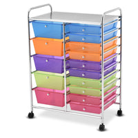 Carrello cassettiera multiuso con 15 cassettiera in plastica da cucina Contenitore con ruote Colorato-Armadi da ufficio
