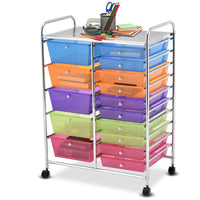 Carrello cassettiera multiuso con 15 cassettiera in plastica da cucina Contenitore con ruote Colorato-Armadi da ufficio