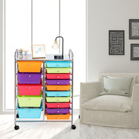 Carrello cassettiera multiuso con 15 cassettiera in plastica da cucina Contenitore con ruote Colorato 1-Armadi da ufficio