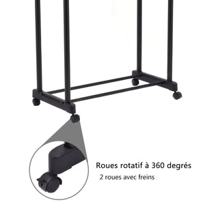 Appendiabiti con armadio su ruote 84 x 43 x 168 cm 2 barre 20_0000979