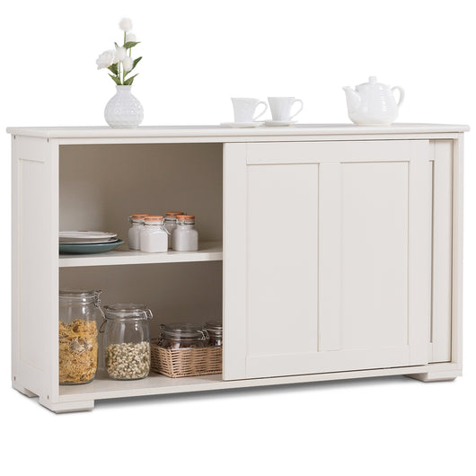 Armadietto da cucina a due porte scorrevoli Mobiletto in legno per bagno 106,7x33x60cm Beige-Credenze buffet
