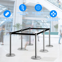 Set di 6 paletti di delimitazione per coda con nastro retrattile, Barriera in acciaio inox per controllo folla-Barriere e recinzioni