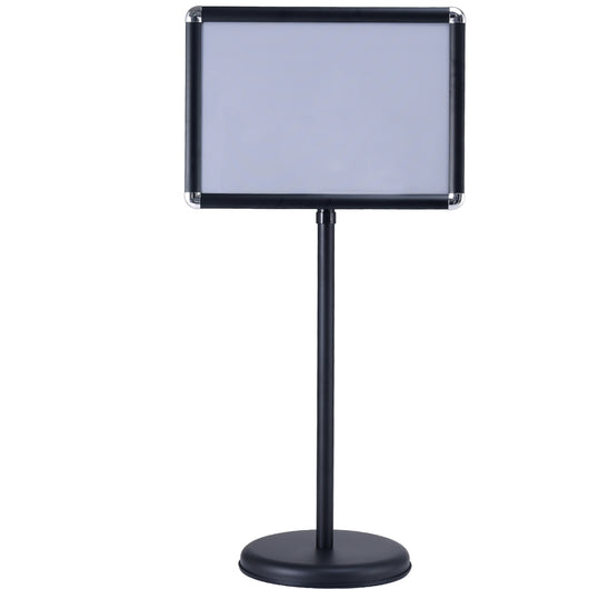 Espositore porta cartello regolabile con piedistallo, Espositore per cartello orizzontale e verticale in alluminio, Nero-Espositore pubblicitario