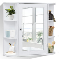 Armadietto a specchio pensile da bagno Mobile da parete con ante 65x17x63cm Bianco-Armadi da parete