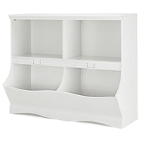 Libreria per bambini con mobile a 4 scomparti con base a forma di onda angoli arrotondati ideale per soggiorno camera da letto ufficio 1055 x 395 x 84 cm bianco 20_0004796