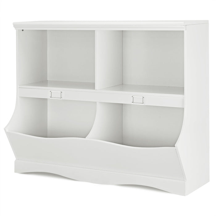 Libreria per bambini con mobile a 4 scomparti con base a forma di onda angoli arrotondati ideale per soggiorno camera da letto ufficio 1055 x 395 x 84 cm bianco 20_0004796