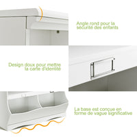 Libreria per bambini con mobile a 4 scomparti con base a forma di onda angoli arrotondati ideale per soggiorno camera da letto ufficio 1055 x 395 x 84 cm bianco 20_0004796