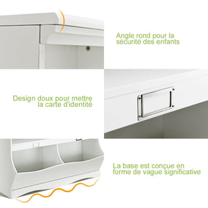 Libreria per bambini con mobile a 4 scomparti con base a forma di onda angoli arrotondati ideale per soggiorno camera da letto ufficio 1055 x 395 x 84 cm bianco 20_0004796