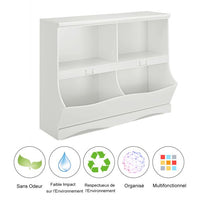 Libreria per bambini con mobile a 4 scomparti con base a forma di onda angoli arrotondati ideale per soggiorno camera da letto ufficio 1055 x 395 x 84 cm bianco 20_0004796