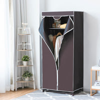 Armadio appendiabiti in tessuto pieghevole con tubo in metallo 74x50x172cm Caff¨¨-Armadi Appendiabiti