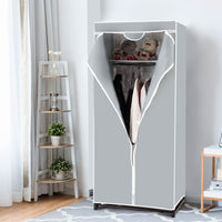 Armadio appendiabiti in tessuto pieghevole con tubo in metallo 74x50x172cm Grigio-Armadi Appendiabiti