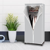 Armadio appendiabiti in tessuto pieghevole con tubo in metallo 74x50x172cm Grigio-Armadi Appendiabiti