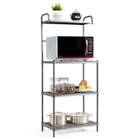 Carrello da cucina per microonde con 4 livelli, Carrello da cucina multiuso, Grigio-Organizzazione della cucina