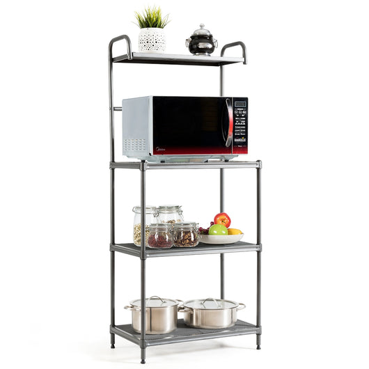 Carrello da cucina per microonde con 4 livelli, Carrello da cucina multiuso, Grigio-Organizzazione della cucina
