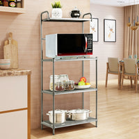 Carrello da cucina per microonde con 4 livelli, Carrello da cucina multiuso, Grigio-Organizzazione della cucina