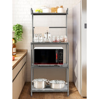 Carrello da cucina per microonde con 4 livelli, Carrello da cucina multiuso, Grigio-Organizzazione della cucina